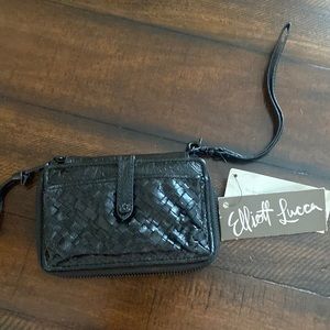 ELLIOT LUCCA Black Leather Zippered Wallet/Wristlet NWT